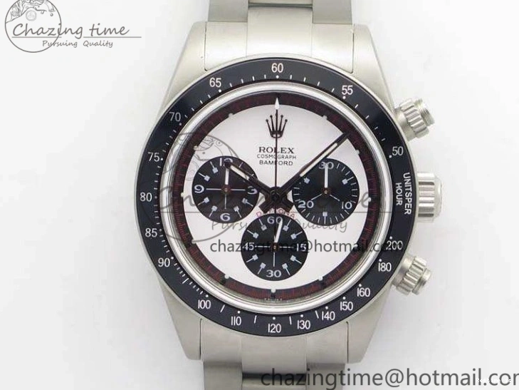 1225 Daytona Newman Sandblasted SS White Black Dial On SS Bracelet A Functional 3522